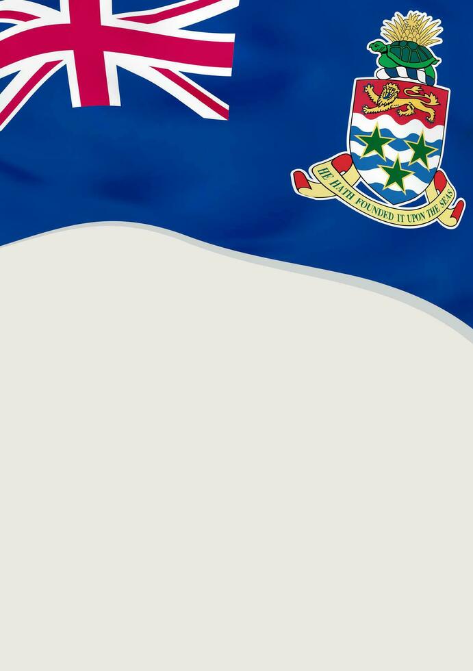 Leaflet design with flag of Cayman Islands. Vector template.