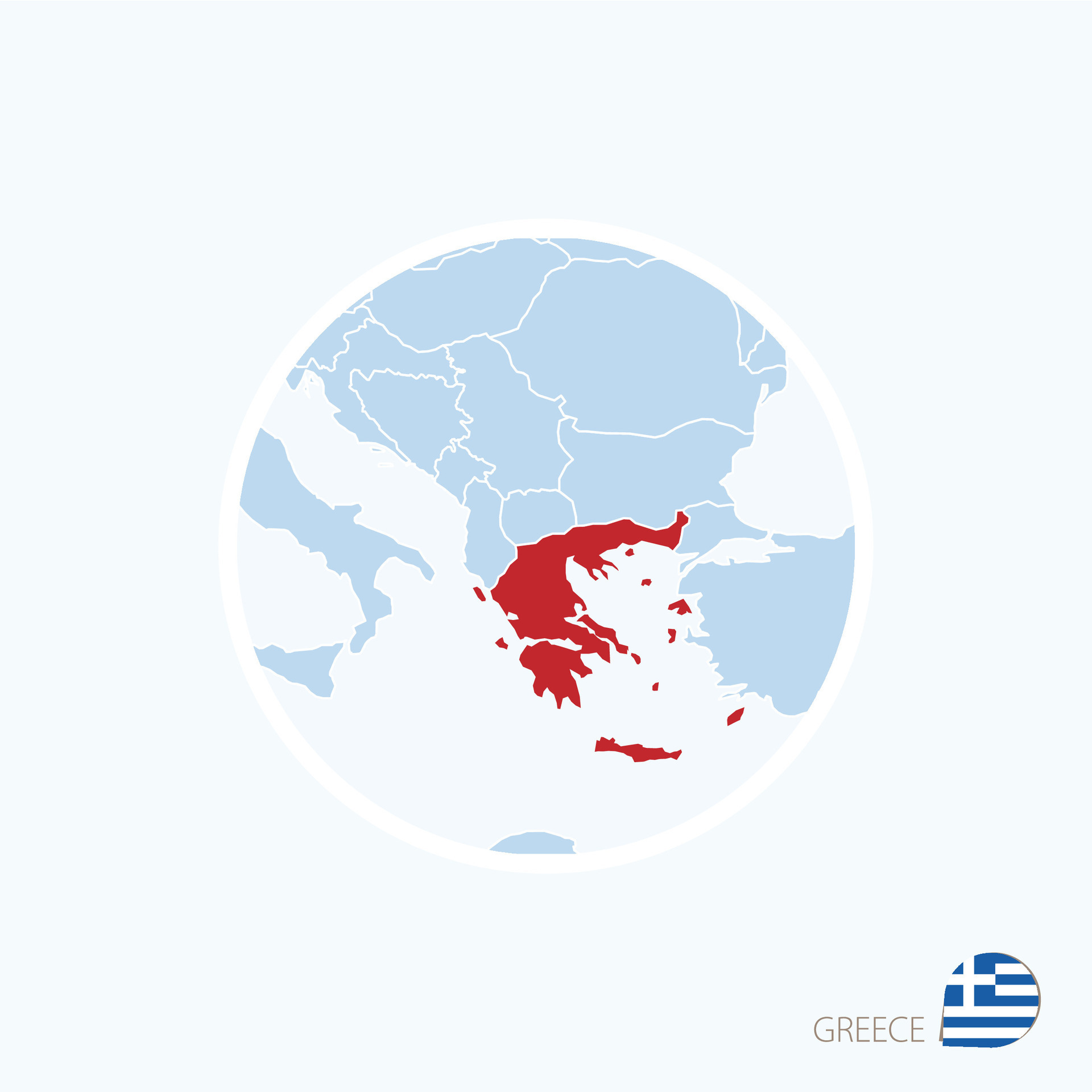 Map Icon Of Greece Blue Map Of Europe With Highlighted Greece In Red Map Icon Of Greece Blue Map Of Europe With Highlighted Greece In Red Color Vector 