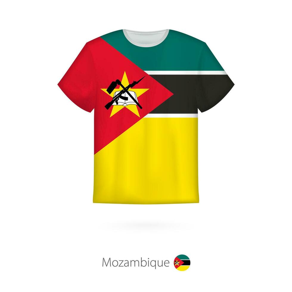 T-shirt design with flag of Mozambique. vector