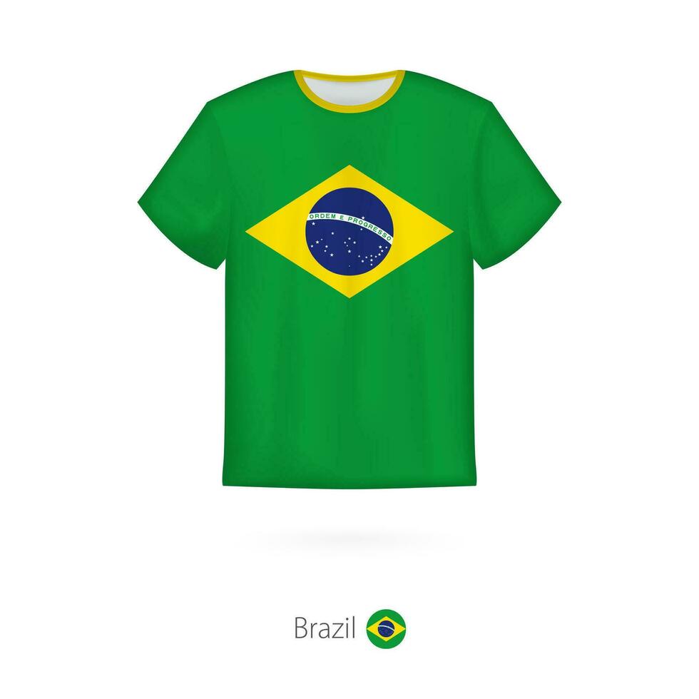 T-shirt design with flag of Brazil. vector