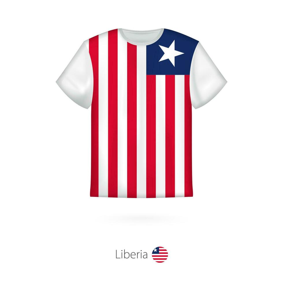 T-shirt design with flag of Liberia. vector