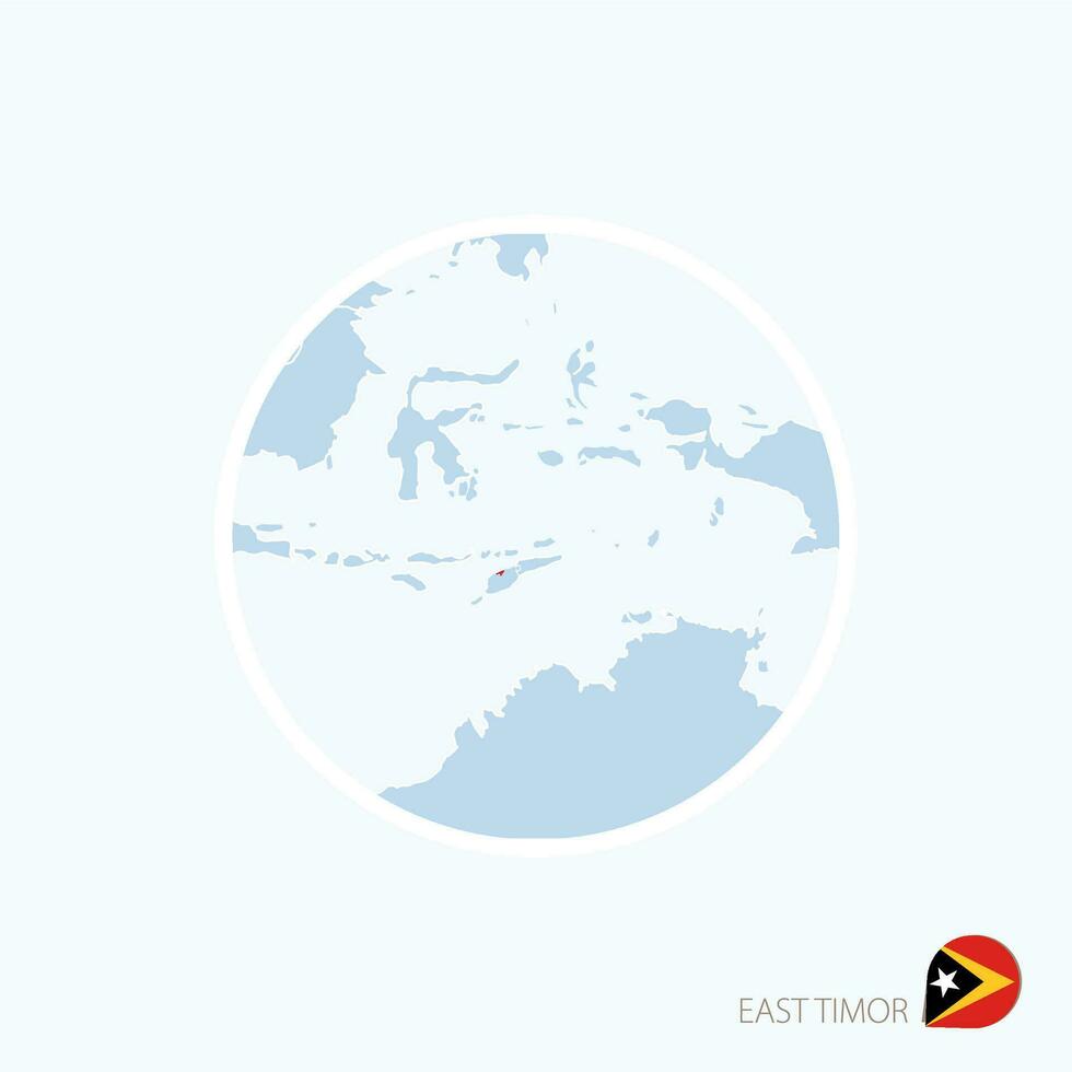 Map icon of East Timor. Blue map of Asia with highlighted East Timor in red color. vector