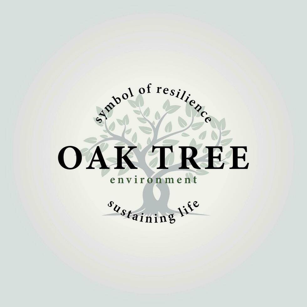 nature tree logo vector icon, natural oak tree design concept, environmental badge illustration