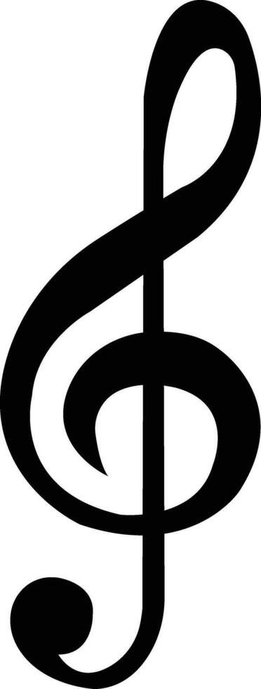 música Nota plano icono, música llave símbolo. canción muerde sonido tono notas musical llave silueta firmar vector