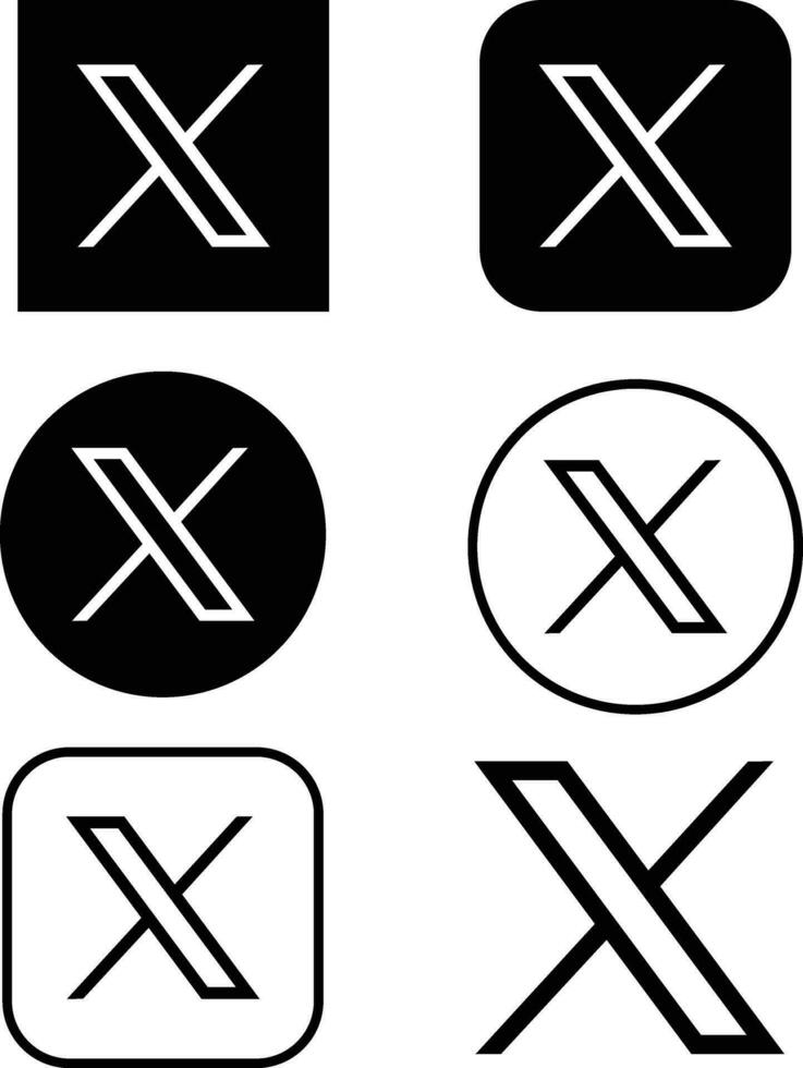 gorjeo nuevo logo conjunto . gorjeo iconos gorjeo X logo vector. alto resolución gorjeo X aplicación icono . redondo forma plano y línea estilo logos vector