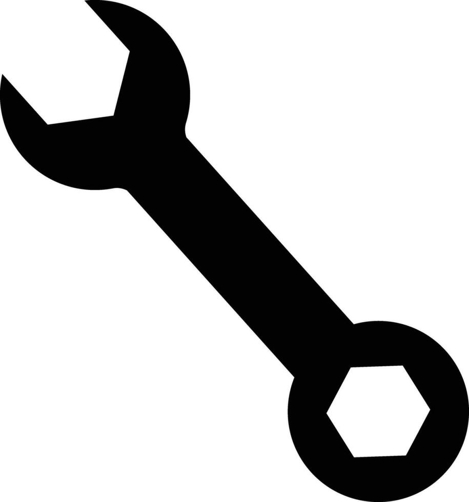 wrench spanner tool icon. screw wrench Black flat. Repair service symbol vector