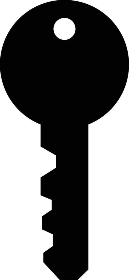 Key icon symbol flat style. Door or house key to unlock lock. Security system concept represented by silhouette key sign vector