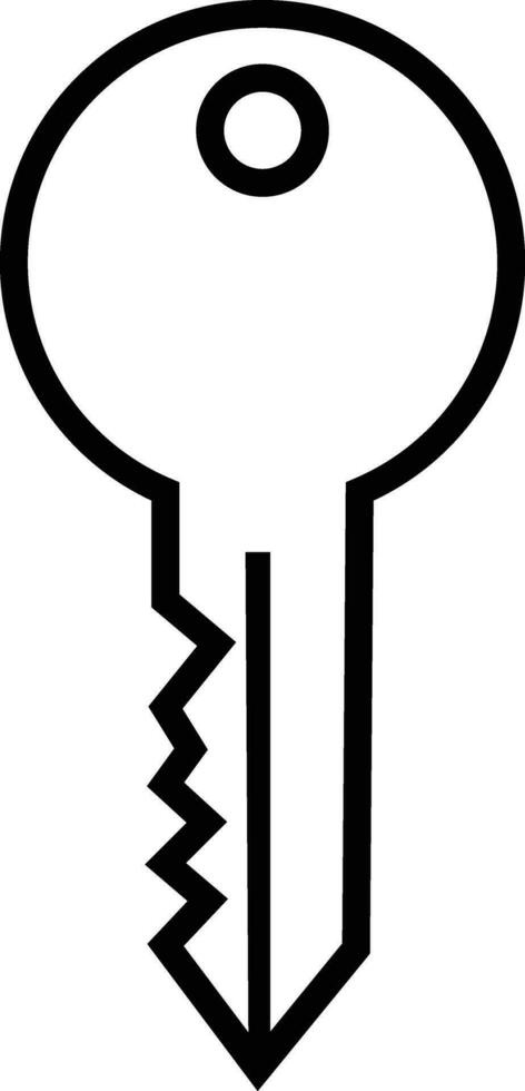 Key icon symbol line style. Door or house key to unlock lock. Security system concept represented by outline key sign vector