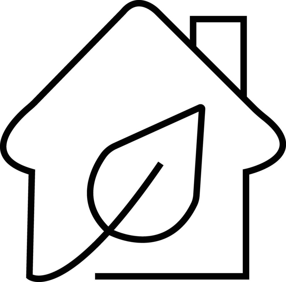 Green house symbol. Line eco house icon concept. Home with leaf. vector