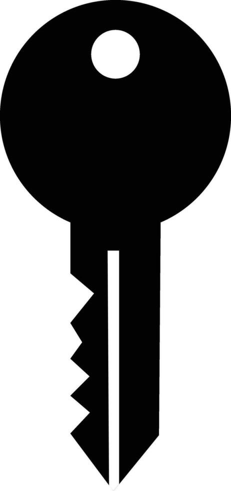 Key icon symbol flat style. Door or house key to unlock lock. Security system concept represented by silhouette key sign vector
