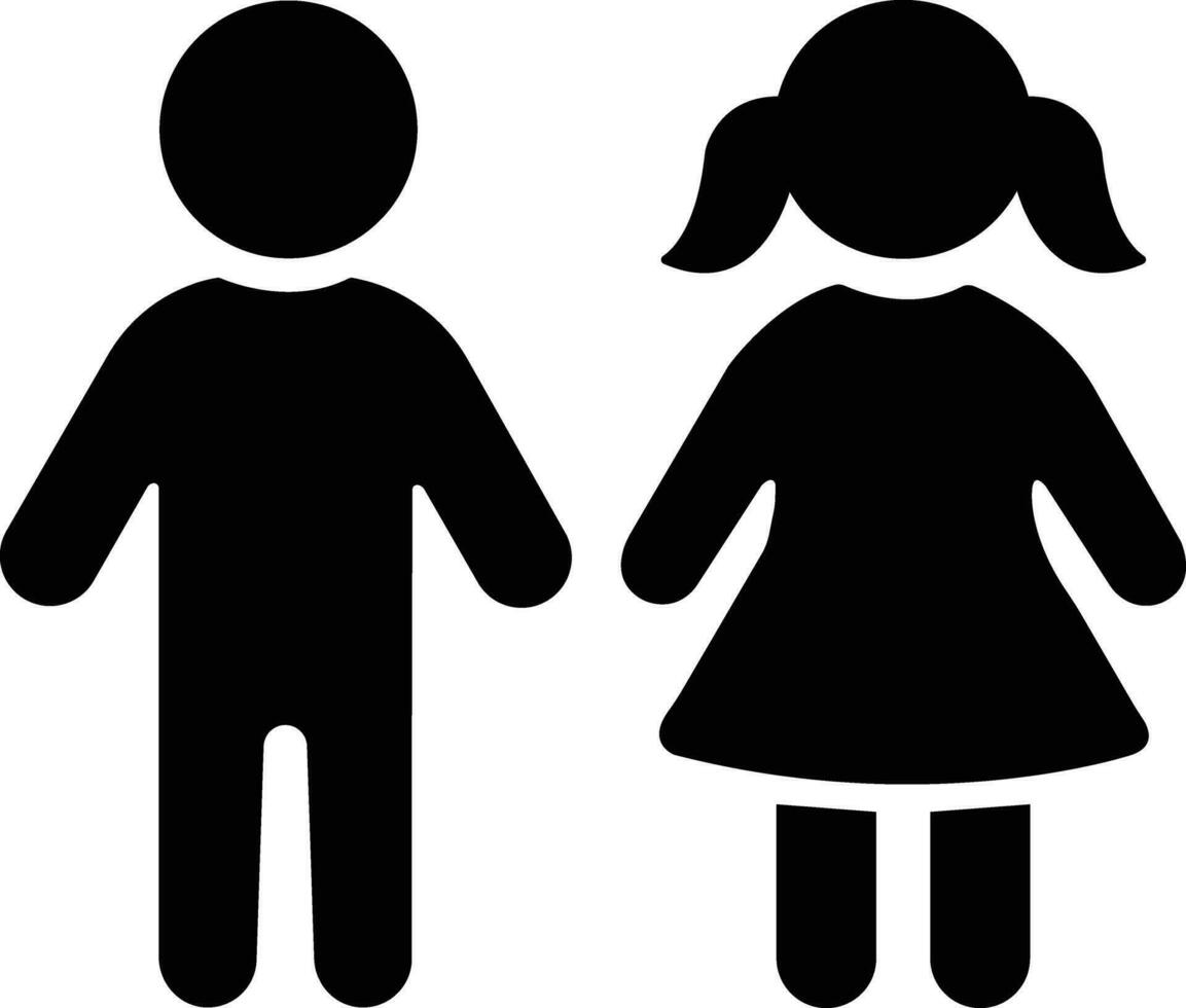 Kid girl and boy flat icon set. children silhouette symbol collection. Baby young girl and boy flat style. Stock vector