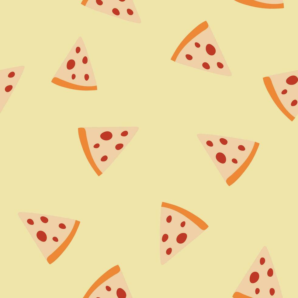 vector seamless pizza pattern background, hand drawn pizza pattern design.