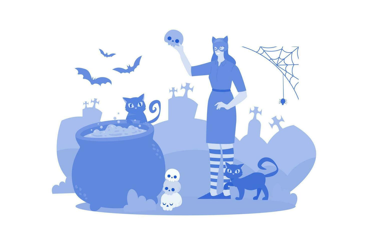 Kids In Creepy Halloween Costumes And Makeup vector