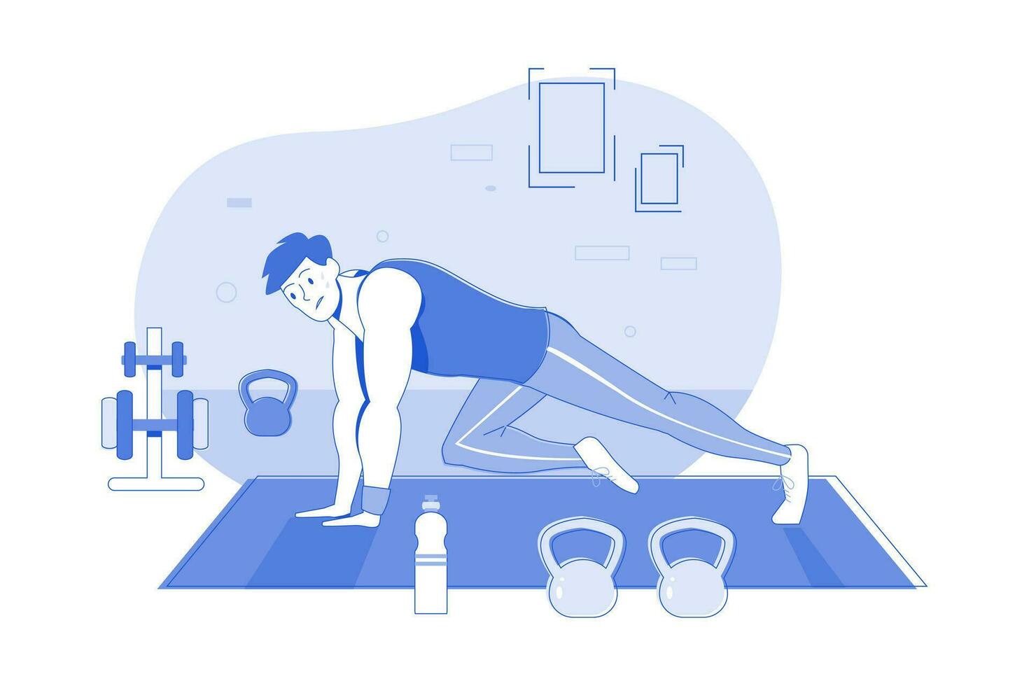 Man Doing Exercise At Home vector