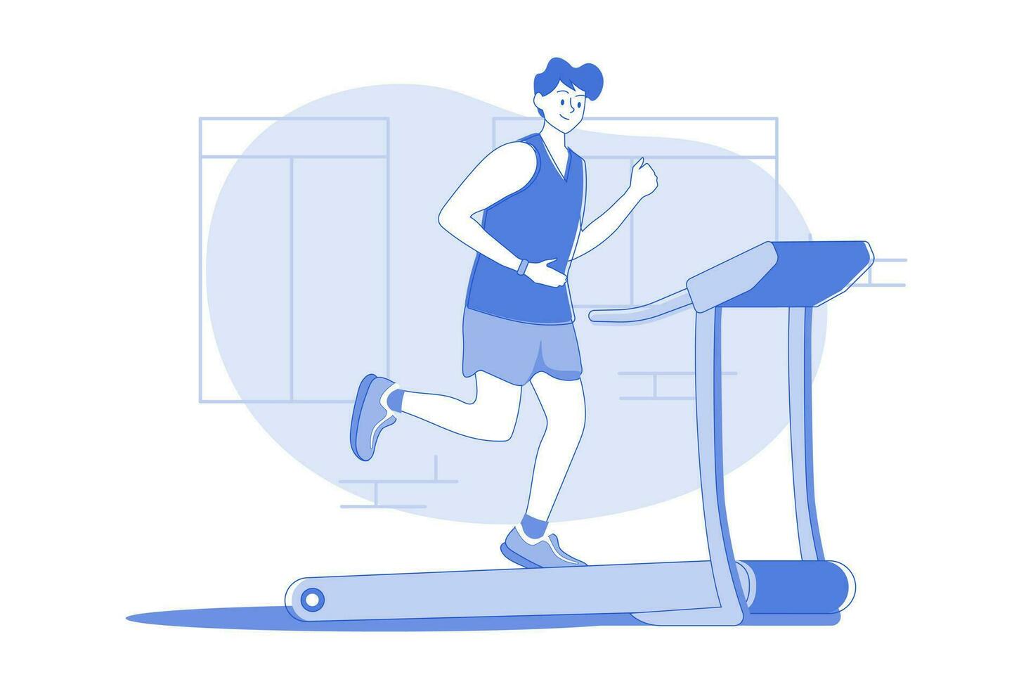 Boy Running On Treadmill vector