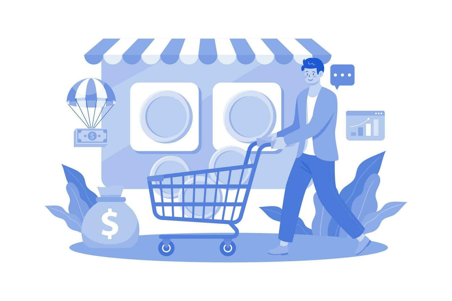 Cryptocurrency Marketplace Illustration concept on white background vector