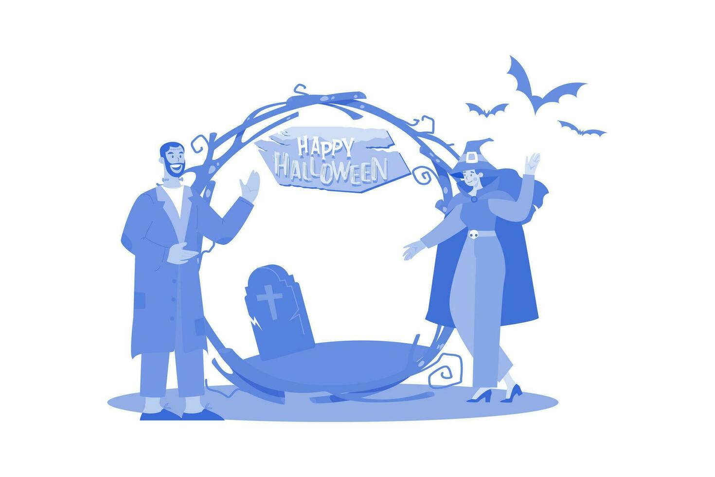 Halloween Cosplay Illustration concept on white background vector