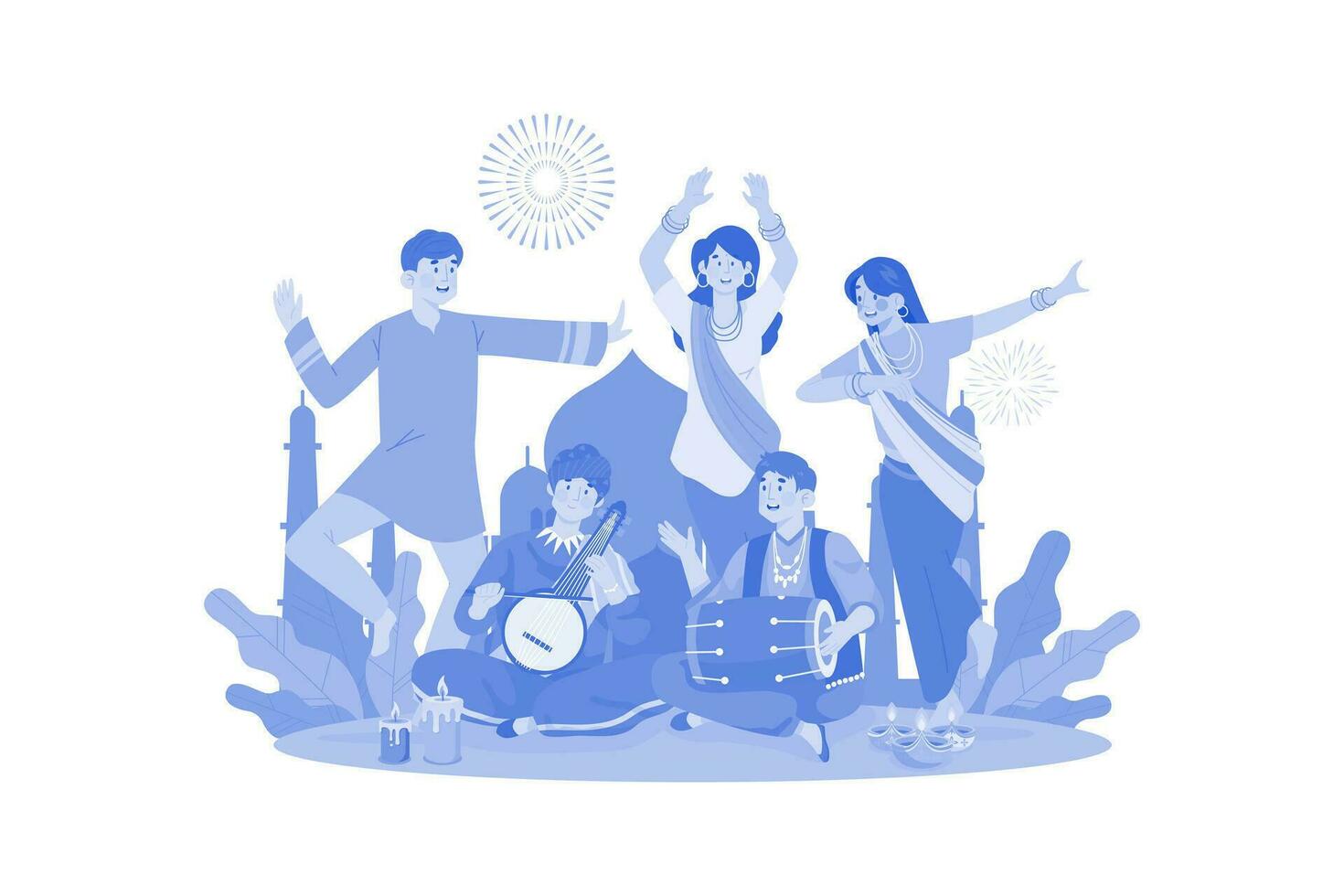 People Celebrating Happy Diwali Holiday India 31757241 Vector Art at