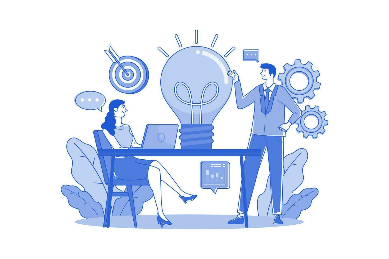 Business Team Working On An Innovative Idea vector