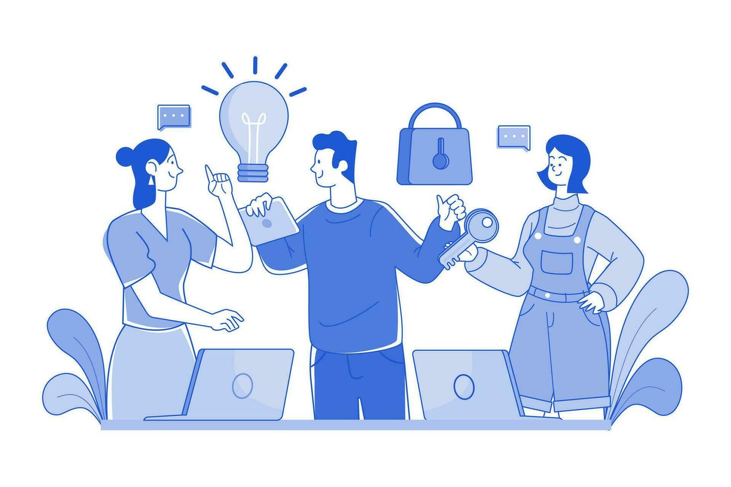 Business Team Looks For A Solution To Solve The Problem vector