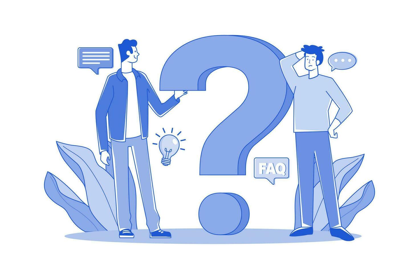 Two Guys Think About A Question vector
