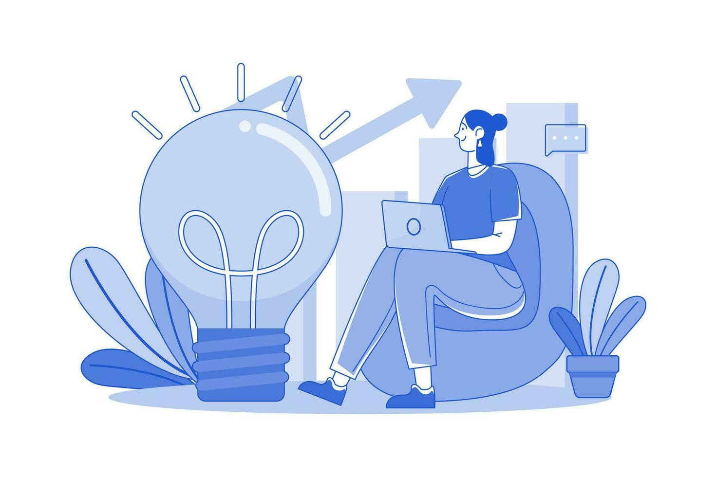 Business Woman Working On Idea Generation vector
