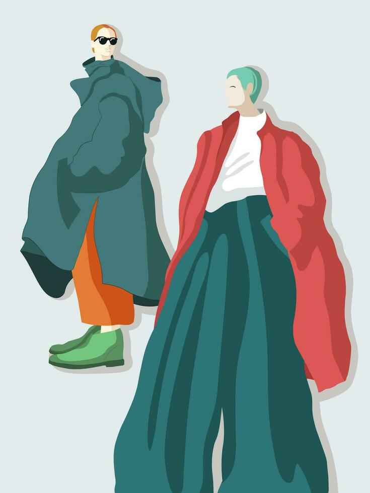 Street Style Vector Fashion Illustration Trendy Colors