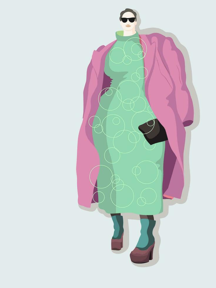 Plus size style woman vector