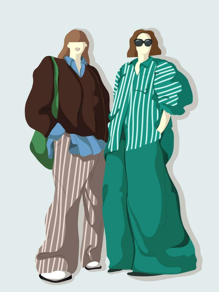 Street Style Vector Fashion Illustration Trendy Colors