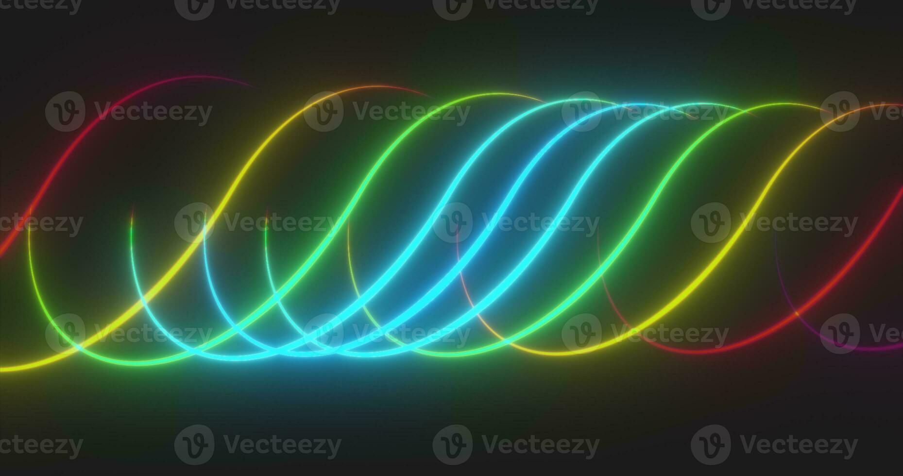 Abstract multicolored glowing bright magical energy lines on a black background photo