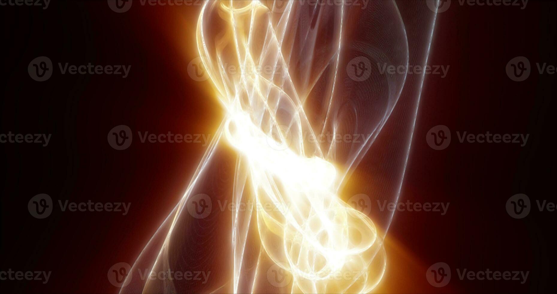 Abstract waves of yellow energy magic smoke and glowing lines on a black background photo