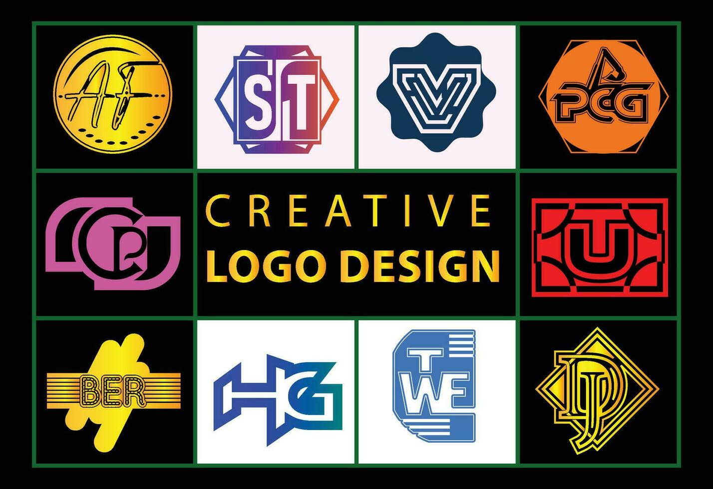 creativo letra logo y icono diseño modelo conjunto vector