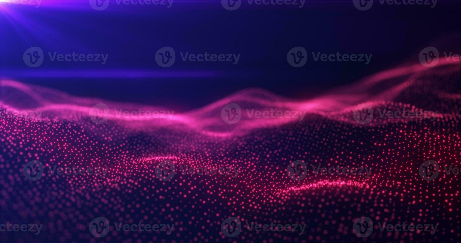 Abstract red energy waves from particles of futuristic hi-tech glowing background photo