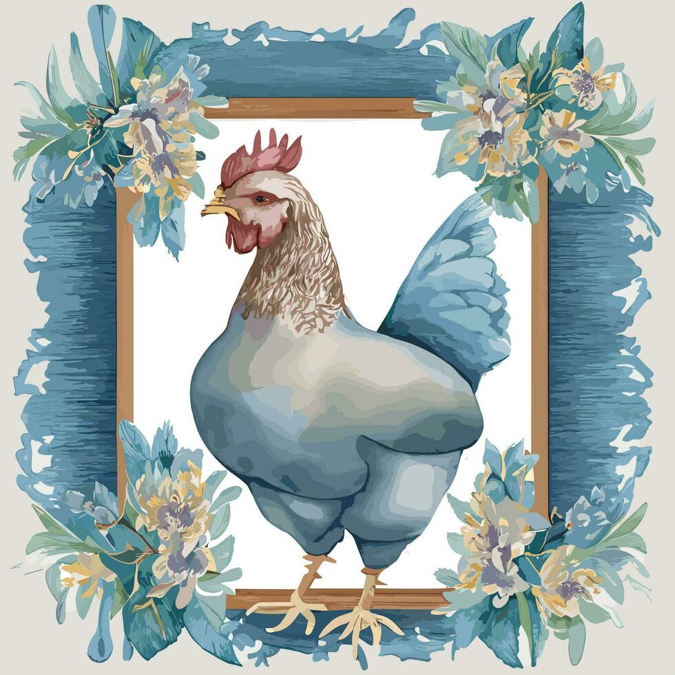 Farm Animals Light Blue Watercolor Clipart vector