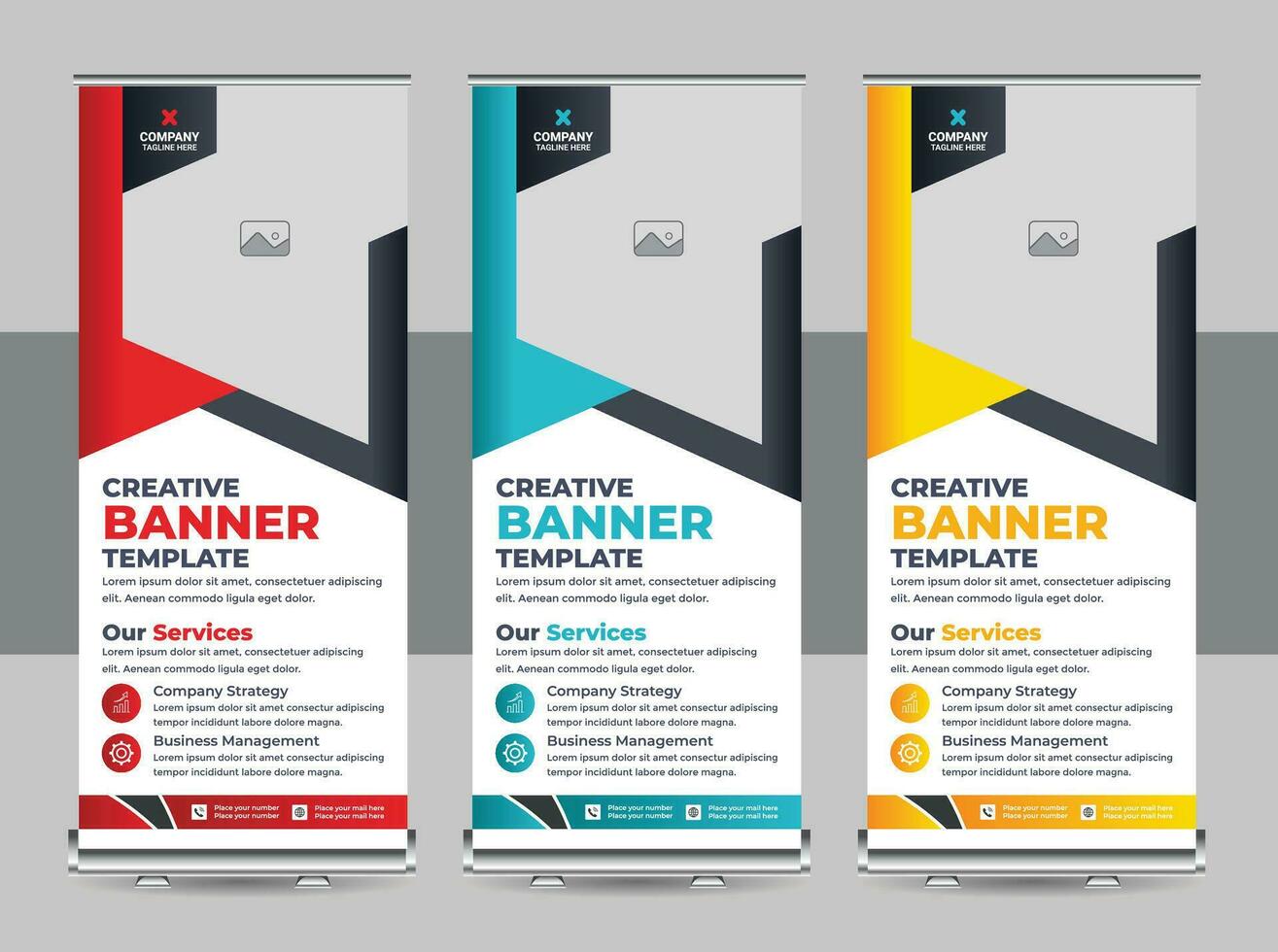 Modern roll up banner design template, Presentation concept, modern roll up, Standee template, X-banner template vector, Flag banner design layout vector