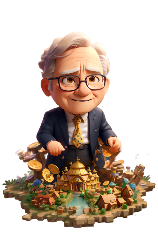 warrent buffet cute in gold  ai generative png
