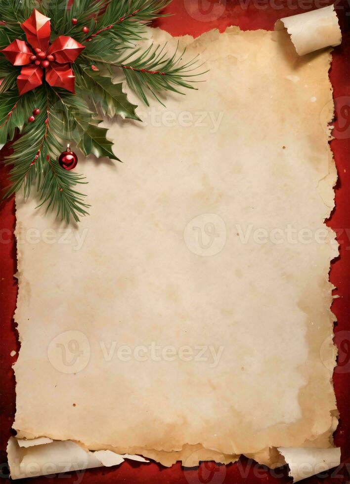 Christmas Vintage Paper Background AI Generative photo
