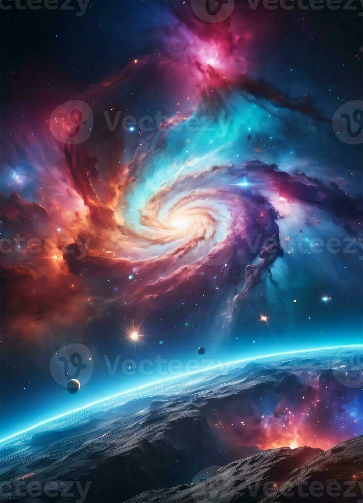 Galaxy Space Nebula Background Wallpaper AI Generative photo