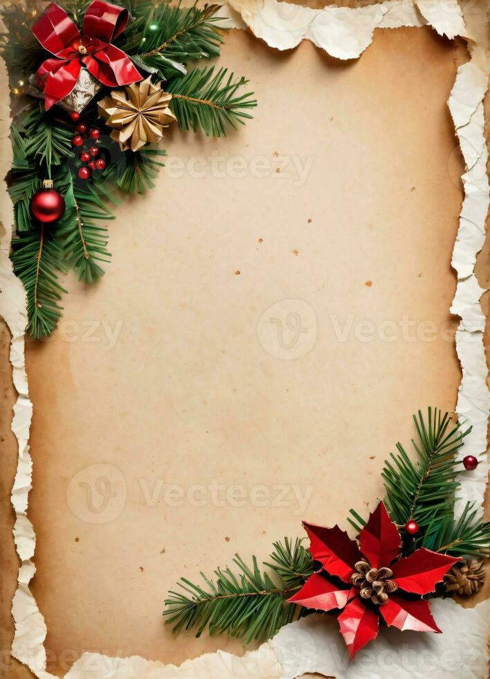 Christmas Vintage Paper Background AI Generative photo