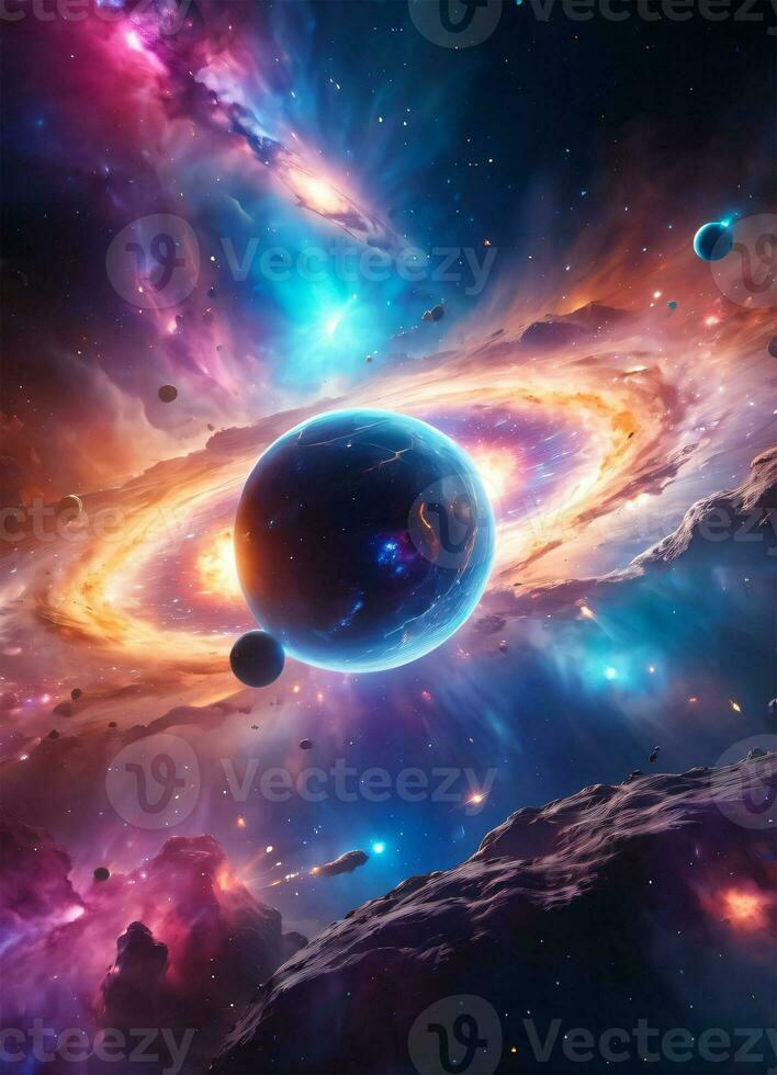 Galaxy Space Nebula Background Wallpaper AI Generative photo