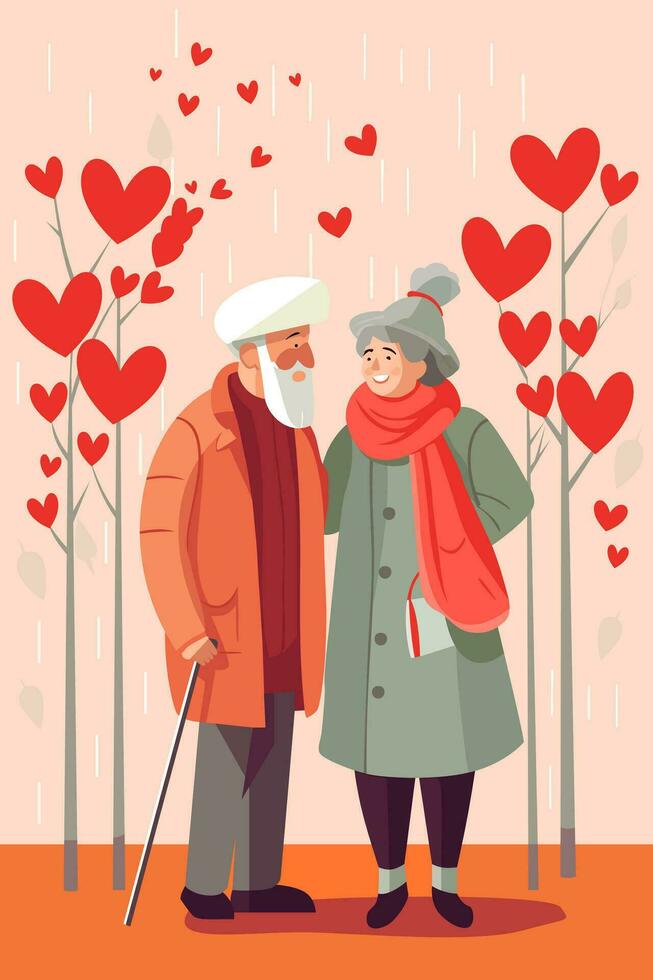 amor san valentin día plano vector ilustración vistoso saludo tarjeta diseño