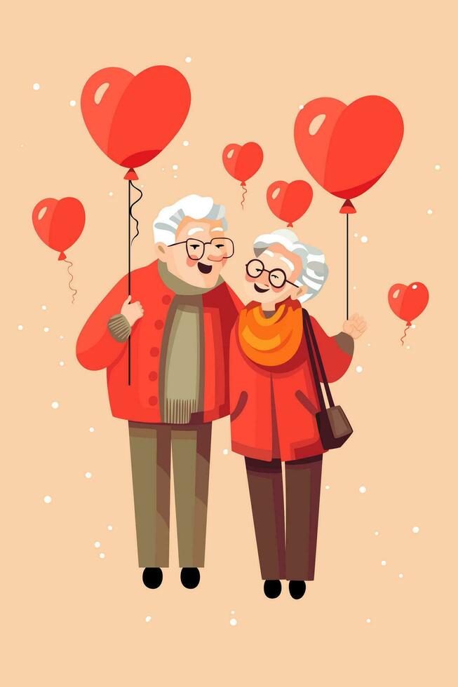 Love Valentines Day Flat Vector Illustration Colorful Greeting Card Design