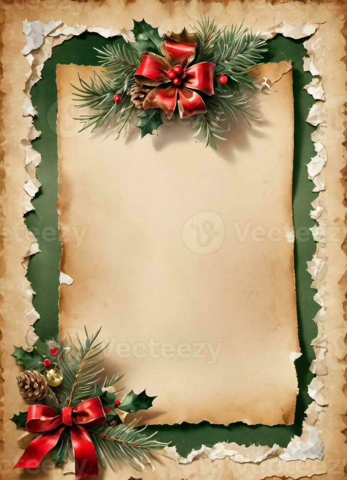 Christmas Vintage Paper Background AI Generative photo