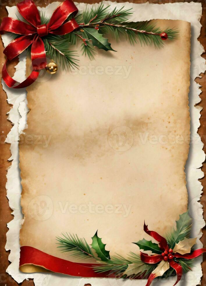 Christmas Vintage Paper Background AI Generative photo