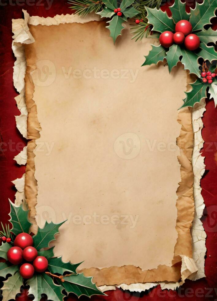 Christmas Vintage Paper Background AI Generative photo