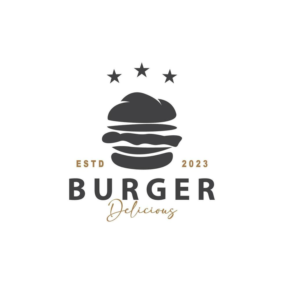 Burger Logo Fast Food Design, Hot And Delicious Food Vector Templet Illustration