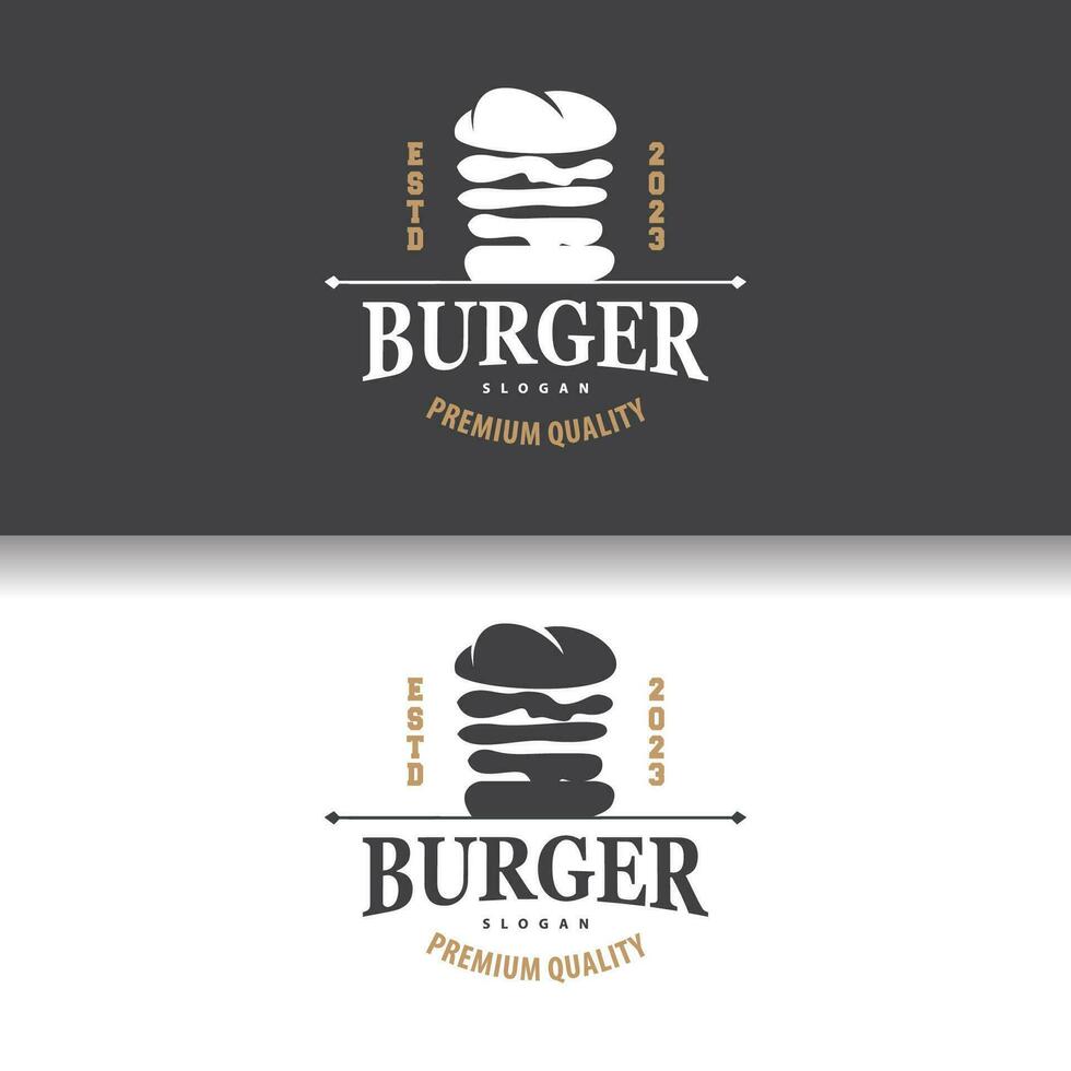 Burger Logo Fast Food Design, Hot And Delicious Food Vector Templet
