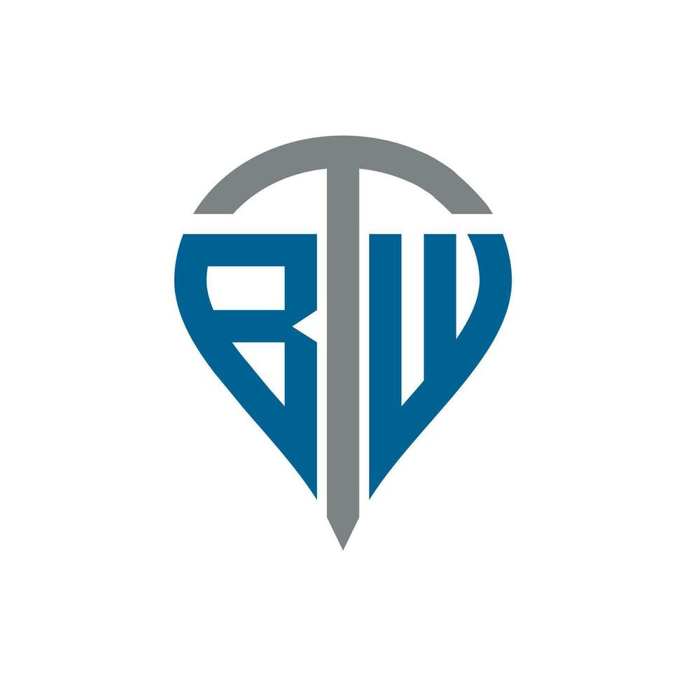 BTW letter logo. BTW creative monogram initials letter logo concept. BTW Unique modern flat abstract vector letter logo design.