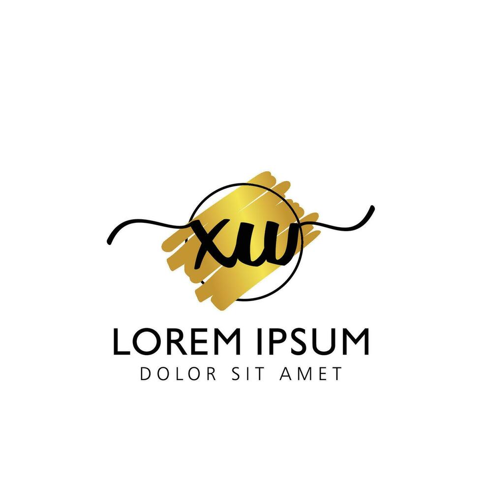 XW Initial Handwriting gold Brush Template Design vector