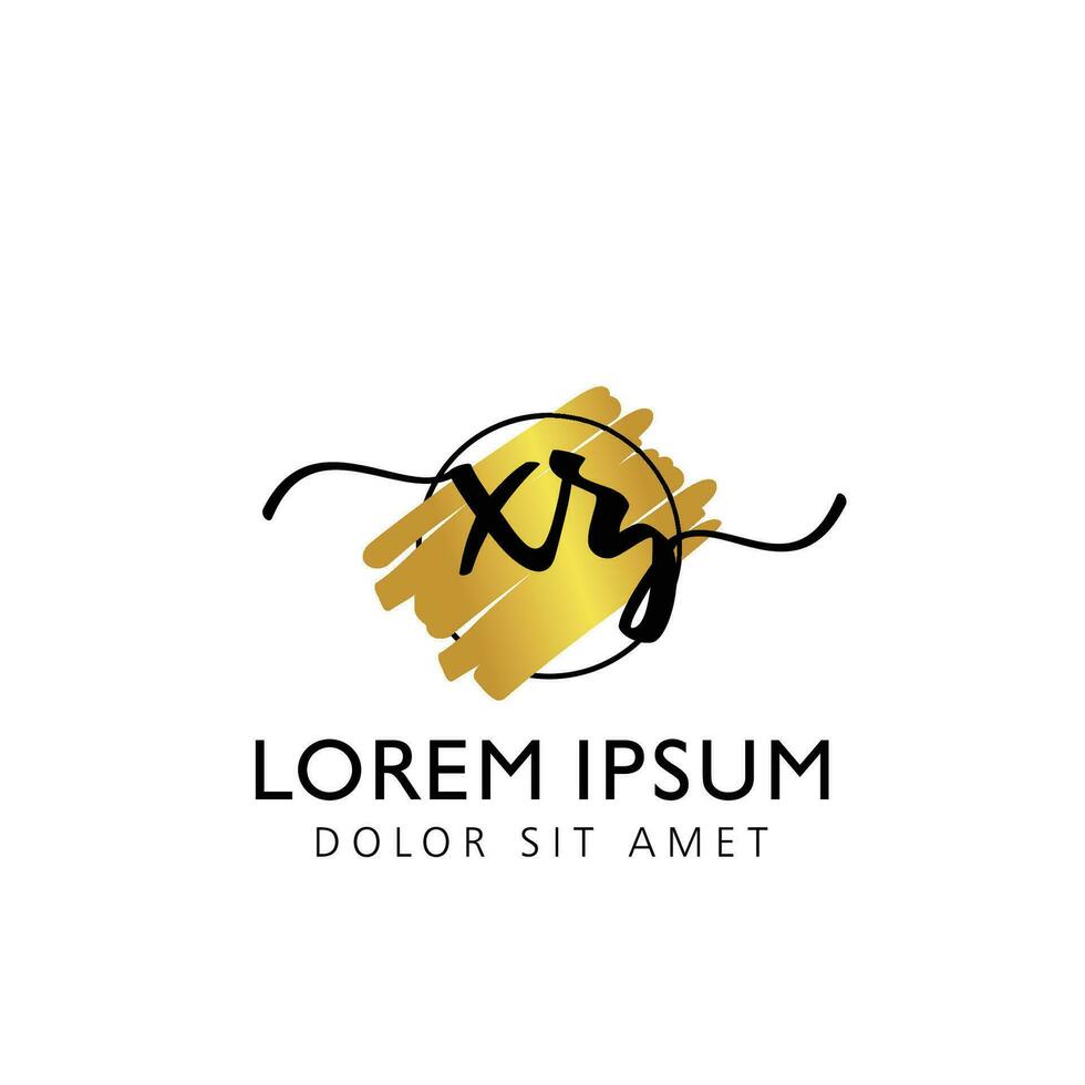 XZ Initial Handwriting gold Brush Template Design vector